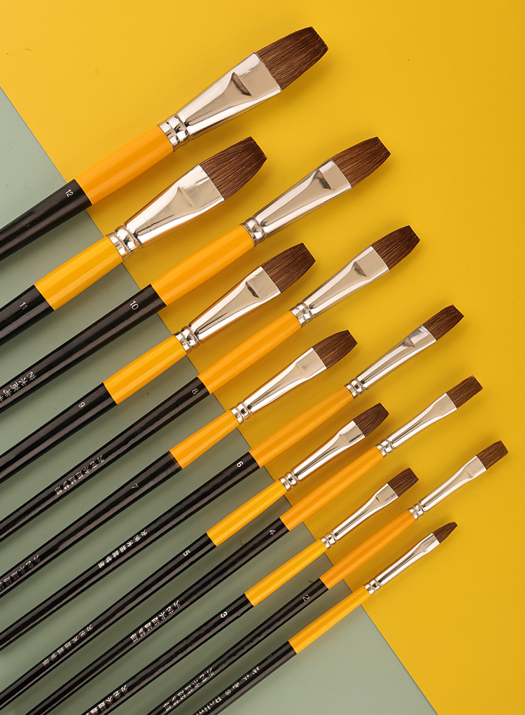 Metallic Paint Set - 족제비 털 플랫 피크 아크릴 아트