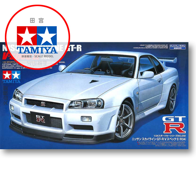 Model Kit R34 - 정적 조립 자동차 모델 Tamiya-24258 1/24
