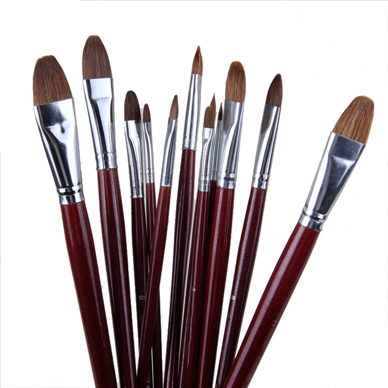 Metallic Paint Set - 고급 족제비 머리 유화 브러시 헤이즐