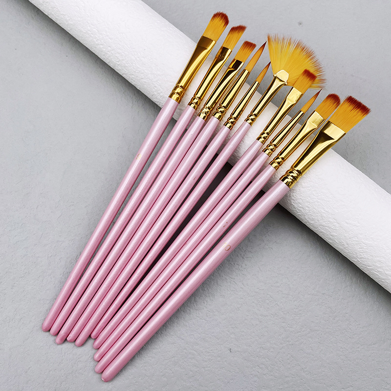 10 개/대 나일론 머리 나무 손잡이 수채화 페인트 브 - Metallic Paint Set 리뷰 및 가격
