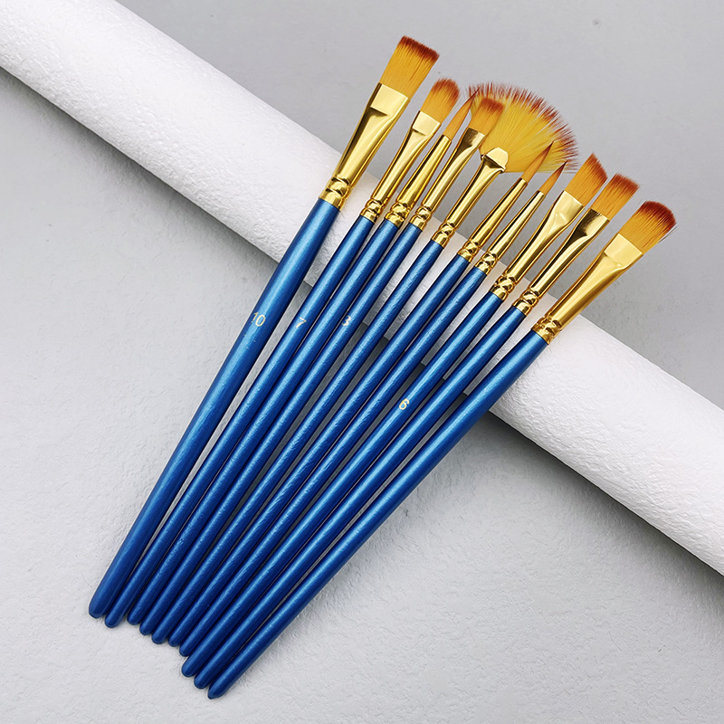10 개/대 나일론 머리 나무 손잡이 수채화 페인트 브 - Metallic Paint Set 리뷰 및 가격