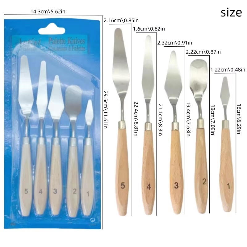 5개입 나무 손잡이 페인팅 팔레트 나이프 세트 스테인리 - Metallic Paint Set 리뷰 및 가격